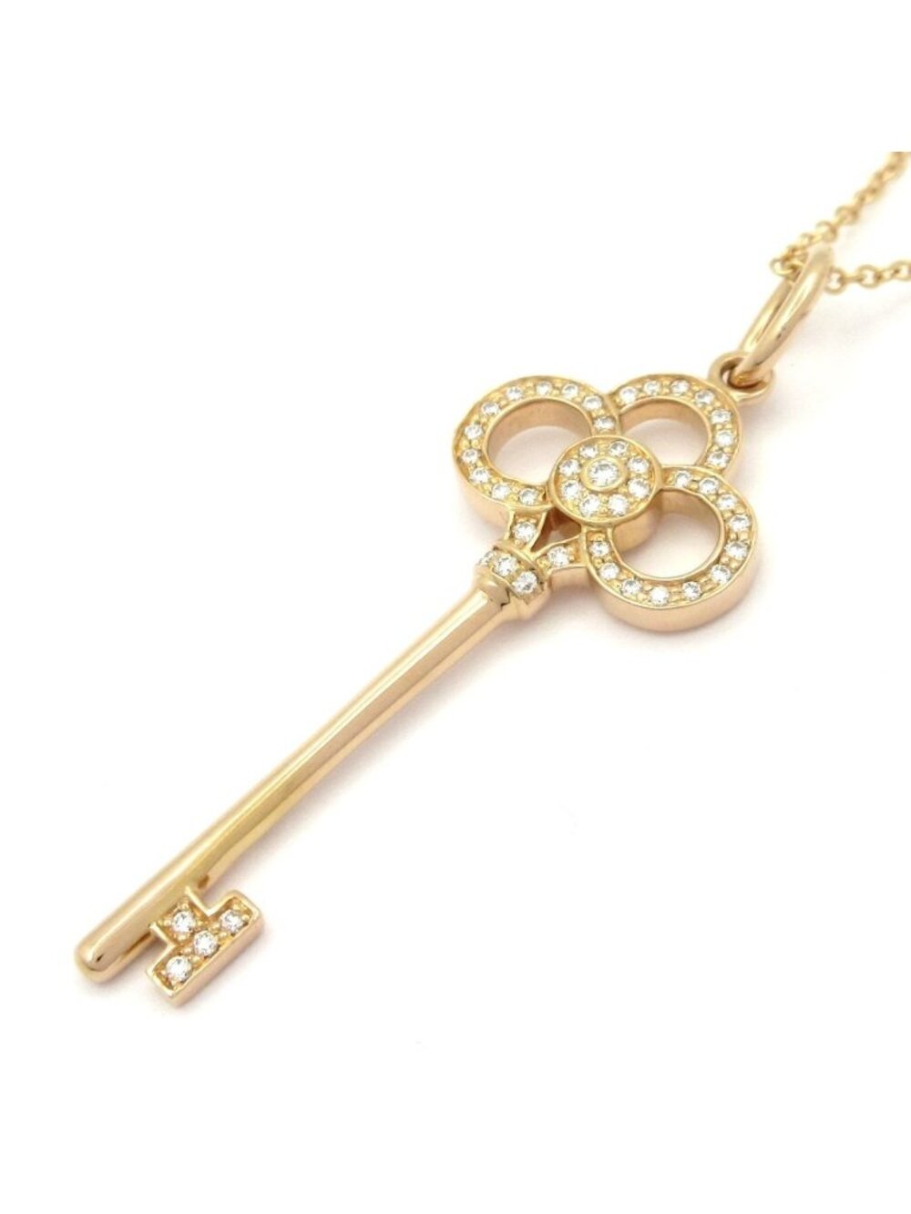 Tiffany & Co Necklace Crown Key 18k Pink Gold Diamond
